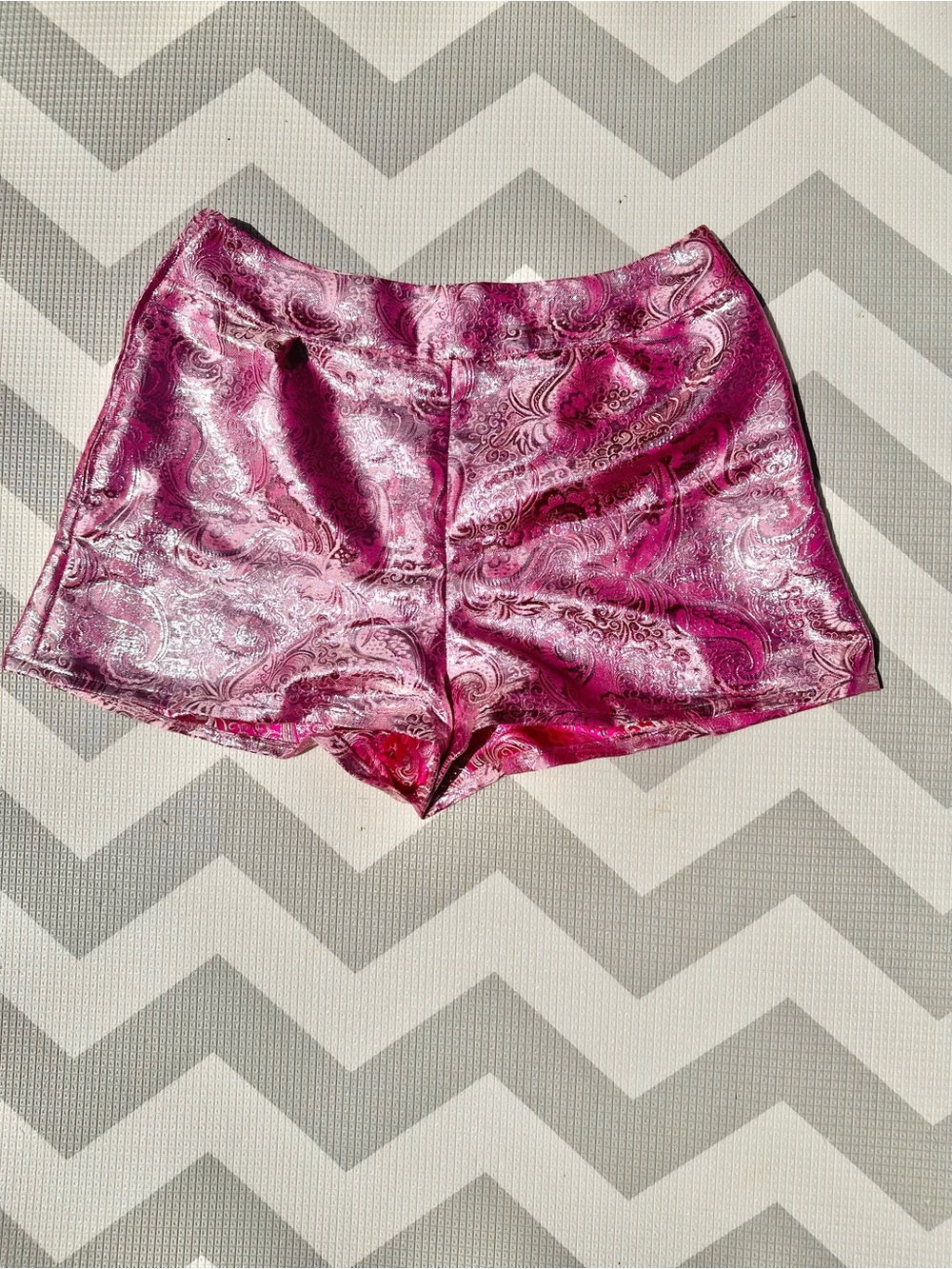 Pink Metallic Brocade Shorts
